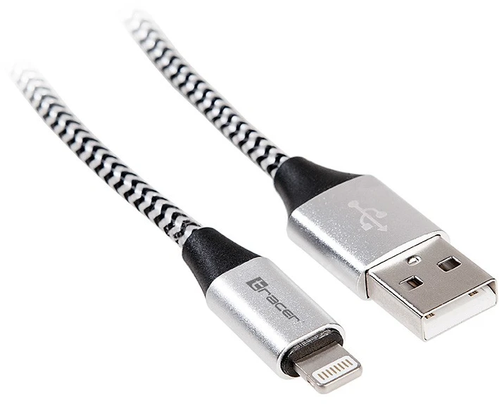 TRACER TRAKBK46268 Cable TRACER USB 2.0 Iphone AM - lightning 1,0m juodas and sidabrinis