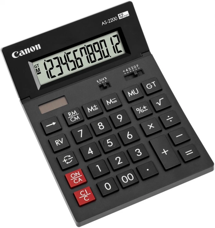 "canon" skaičiuotuvas as-2200, juodas, lentelė, 12 skaitmenų