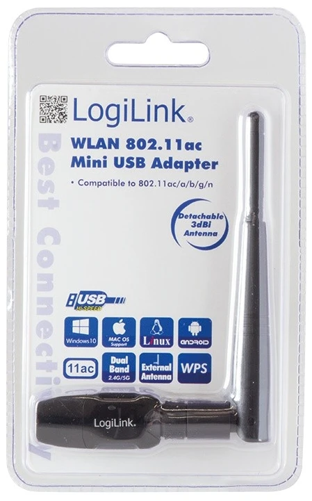 LogiLink 802.11ac USB2.0 WLAN kortelė su antena