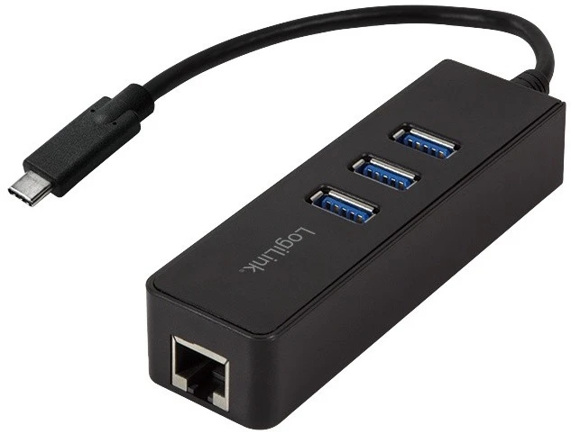 LOGILINK UA0283 LOGILINK – USB 3.0 tipo c į gigabitą adapteris prie 1x RJ45 ir 3x USB 3.0 tipo A