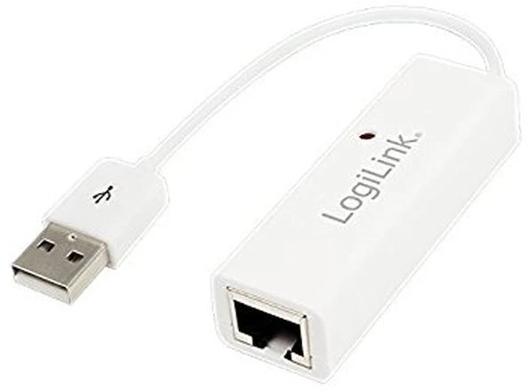 LogiLink Prisijungti | Greitasis Ethernet USB 2.0–RJ45 adapteris: | 0,115 m | Baltas | USB-A iki RJ45