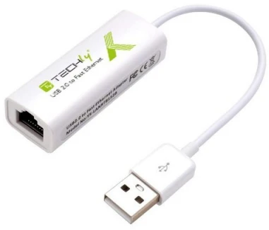 Ryšio Adapteris - Techly USB 2.0 Į Fast Ethernet 10/100 Mbps Baltas