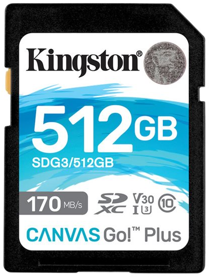 Atminties kortelė Kingston SDXC Canvas Go Plus 512GB 170R C10 UHS-I U3 V30