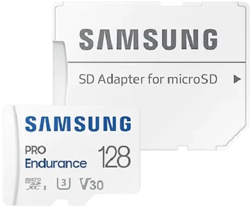 Atminties kortelė Samsung PRO Endurance microSD 128 GB, Baltos spalvos