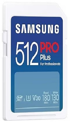 Atminties kortelė Samsung PRO Plus SDXC 512GB UHS-I U3 [Rašyti 130MB/s Skaityti 180MB/s] v 2023