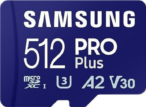 Atminties kortelė SAMSUNG PRO Plus Micro SD 512GB Iki 180MB/s Skaitymas ir 130MB/s Rašymo greitis su 10 klasės 4K UHD įsk. Kortelių skaitytuvas 2023