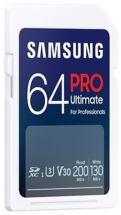 Atminties kortelė Samsung PRO Ultimate SDXC 64GB UHS-I U3 [Zapis 130MB/s Odczyt 200MB/s]