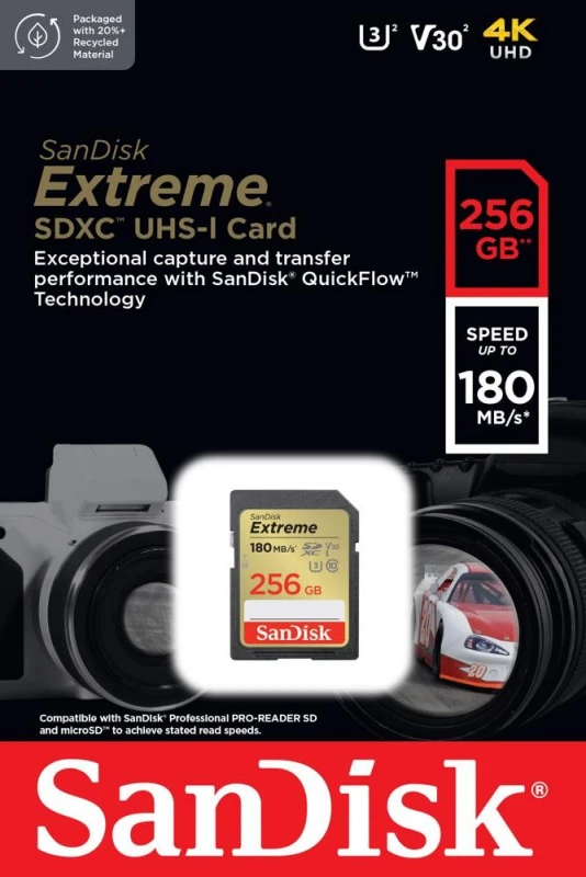 Atminties kortelė SanDisk Extreme SDXC 256 GB 180/130 MB/s UHS-I U3