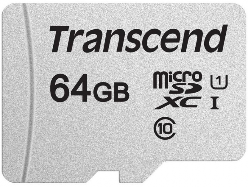 Atminties kortelė su adapteriu Transcend microSDXC USD300S 64GB CL10 UHS-I iki 95MB/S