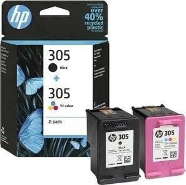 Hewlett Packard (HP) HP 305 2 vnt. Tri-color/Juodas (6ZD17AE) Rašalinių kasečių komplektas, CMY/BK