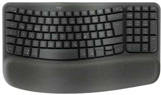 Logitech Wave Keys, juodas - belaidė ergonomiška klaviatūra su paminkštintu delno apdangalu