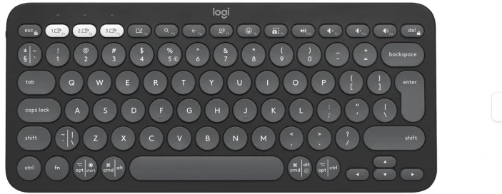 Belaidė klaviatūra Logitech PEBBLE KEYS 2 K380S, Grafito spalvos, Išdėstymas: US tarptautinis (Qwerty)
