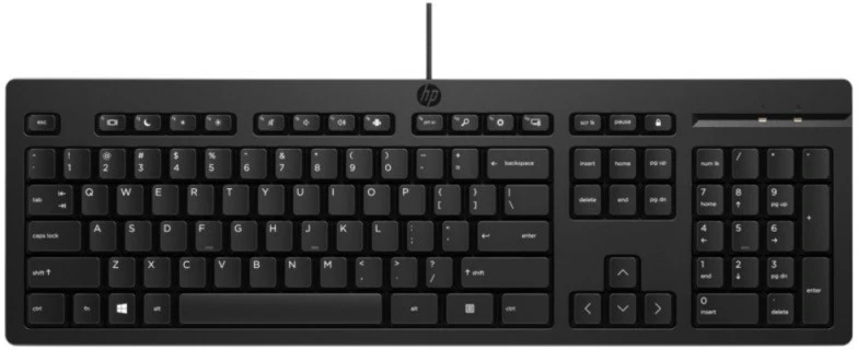 Hewlett Packard (HP) HP 125 Klaviatūra su USB jungtimi su laidu, Sanitizable - Juodas - US ENG