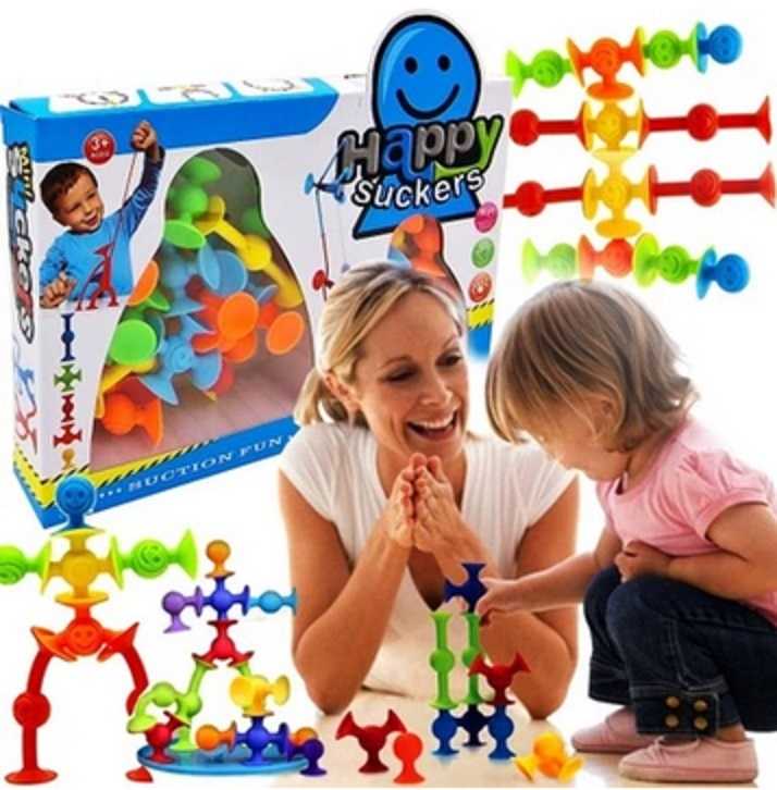 Pegaz Toys Silikoniniai blokeliai KONSTRUKCINIAI SIURBUČIAI 35 vnt. Spalvinga Soft vandeniui