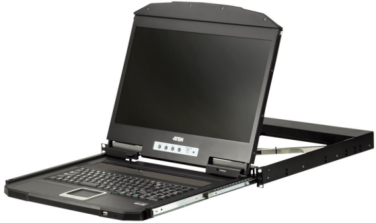 ATEN CL3100NX-ATA-AG ATEN 1U Ultra Short Gylis Single Rail plačiaekranis LCD konsolė (USB / VGA)