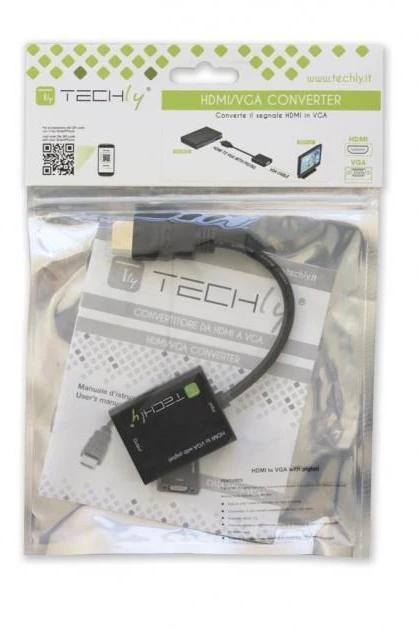 Techly IDATA-HDMI-VGA2 vaizdo kabelio adapteris VGA (D-Sub) Juoda
