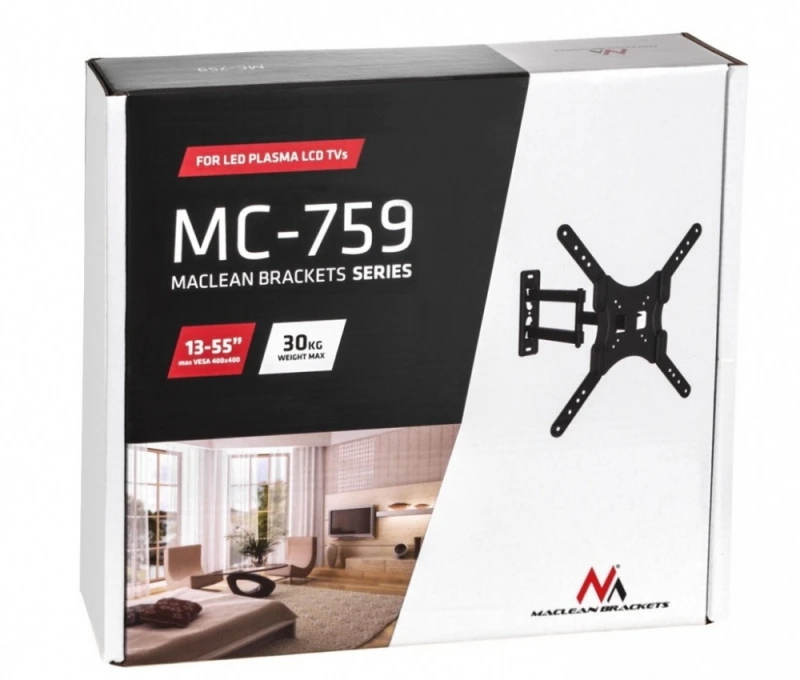 Maclean MC-759 televizoriaus ar monitoriaus sieninis laikiklis 13-55'' 30kg 