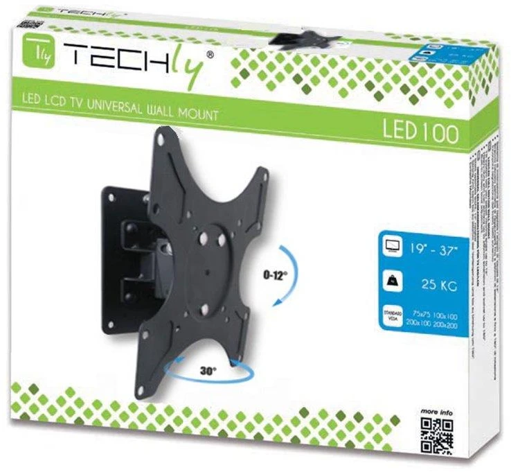 Techly ICA-LCD 2900B televizoriaus laikiklis 94 cm (37") Juoda