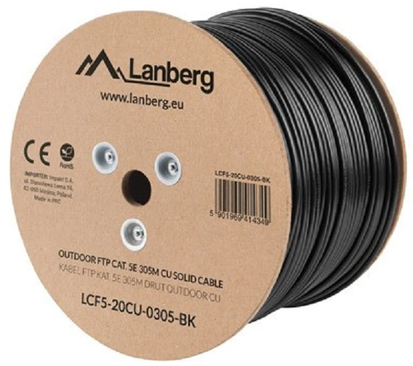 Tinklo Kabelis - Lanberg LCF5-21CU 305m Cat5e F/UTP Juodas
