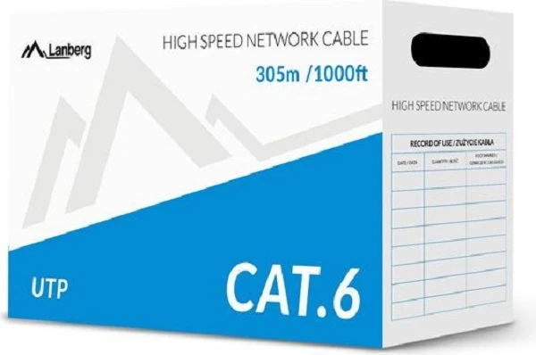Lanberg LAN UTP kietas kabelis 1GB/S 305M CCA, Pilkas