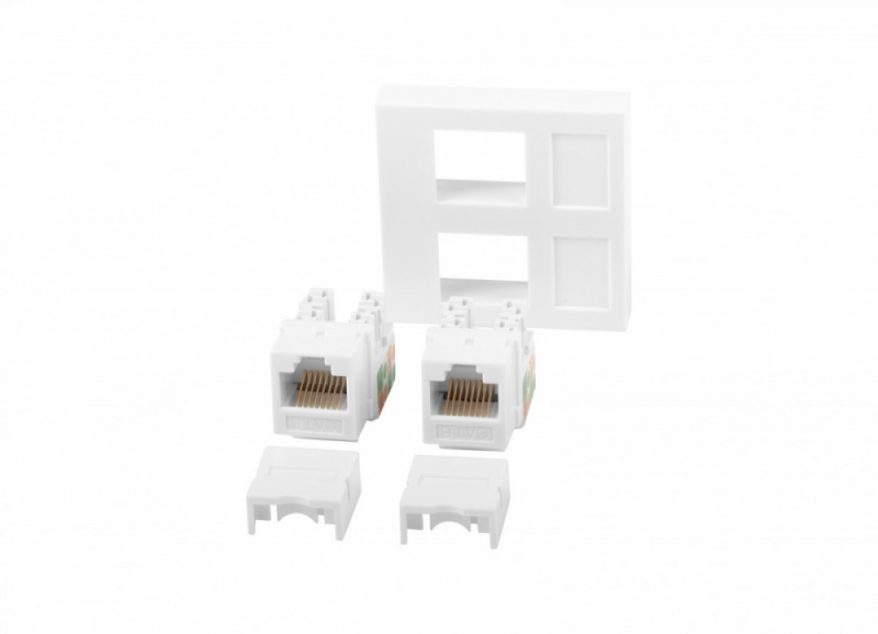 LANBERG 2xRJ45 45x45 lizdas + Keystone 2xcat. 6 UTP baltas