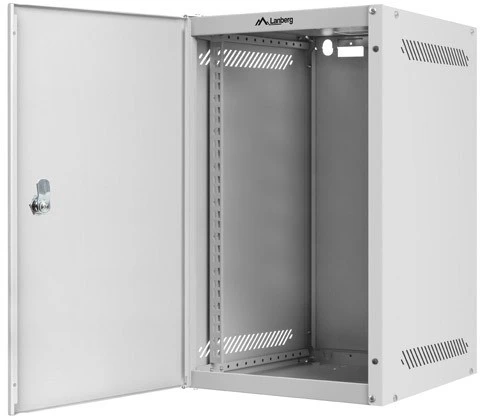 LANBERG Rack spintelė 10 colių sieninis laikiklis 9U 280x310 pilkas su metalinėmis durelėmis buto paketas