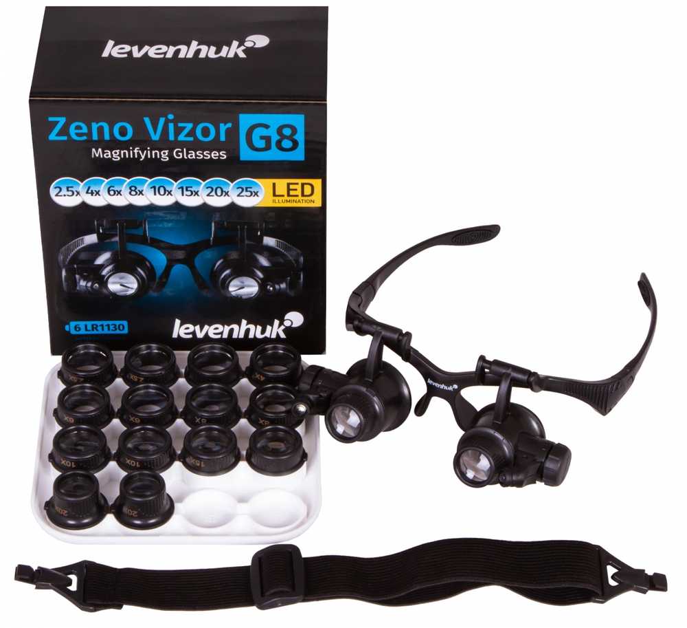 Levenhuk Zeno Vizor G8 Magnifying Glasses 2.5/4/6/8/10/15/20/25x