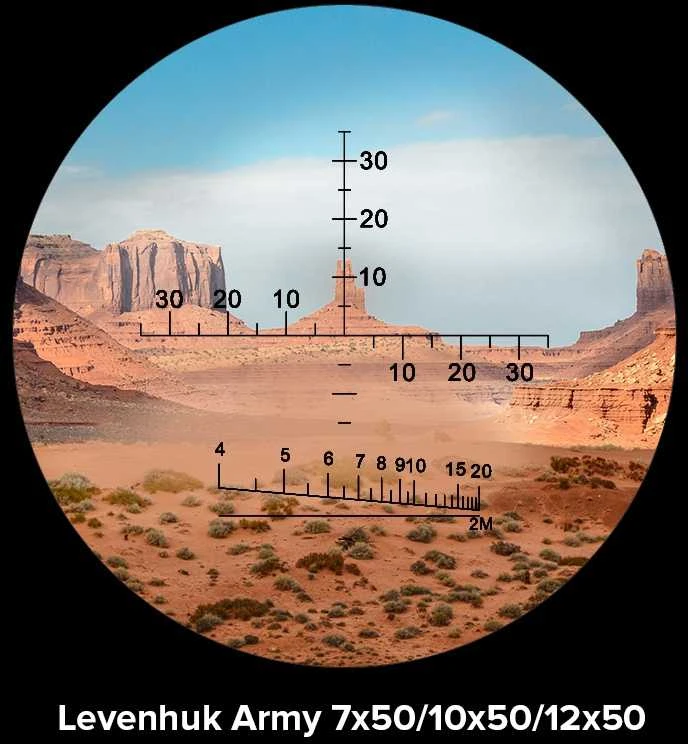 Levenhuk Army 10x50 žiūronai su tinkleliu