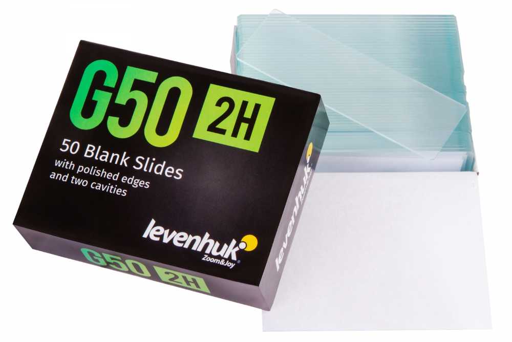 Levenhuk G50 2H Double Cavity Blank Slides, 50 vnt