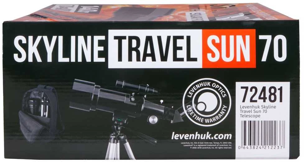 Teleskopas Levenhuk Skyline Travel Sun 70 su kuprine ir saulės filtru