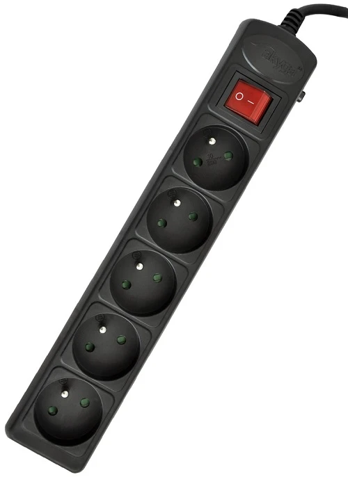 Prailgintuvas su apsauga Akyga AK-SP-05A juoda - 5 lizdai - 1.8 m