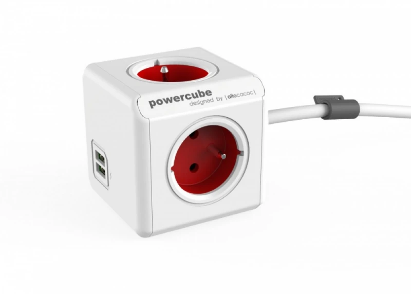 Allocacoc PowerCube Extended USB 1,5 m - raudona