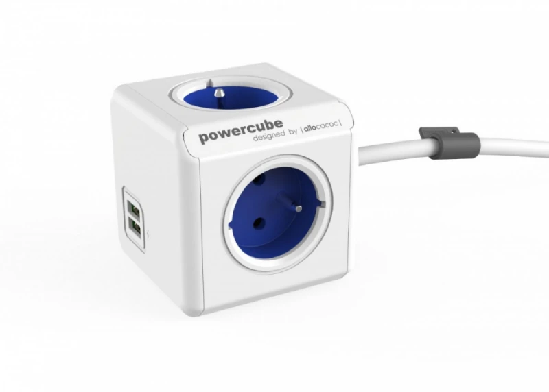 Allocacoc PowerCube Extended 4 lizdai 2x USB 1,5m malūnėlis