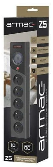ARMAC Surge Protector Z5 1,5m 5x prancūziški lizdai 10A kabelių laikiklis juodas