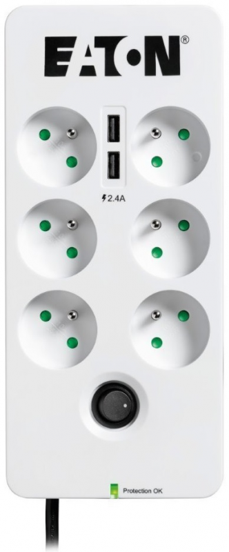 Eaton PB6TUF viršįtampių ribotuvas 6 AC išvestis(ys / čių) 220-250 V Juoda, Balta
