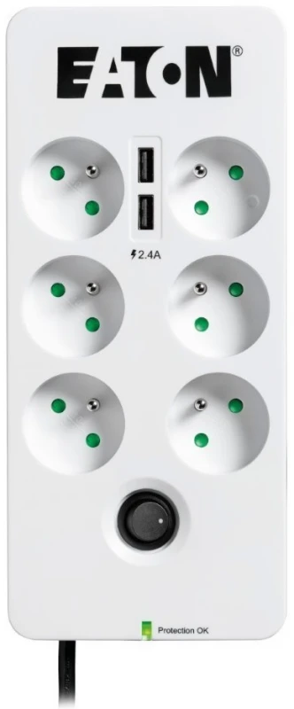 Eaton PB6UF viršįtampių ribotuvas 6 AC išvestis(ys / čių) 220 - 250 V Juoda, Balta
