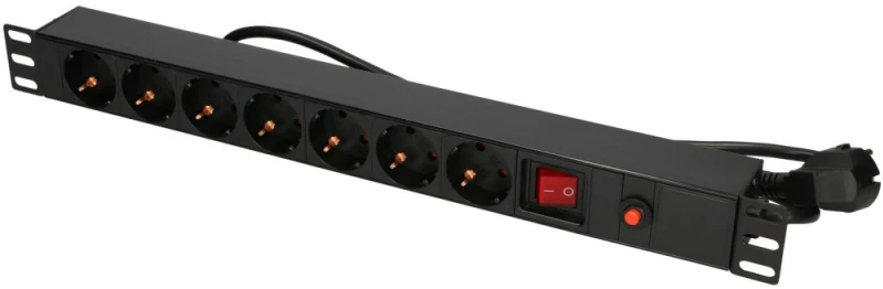 EXTRALINK 19 colių 1U 7 lizdų ES tipo maitinimo PDU su jungikliu PDU EU