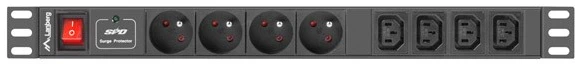 LANBERG PDU-04E04I-0200-IEC-BK PDU 1U 10A 8 lizdai 4xE-4xIEC 2m Juodas