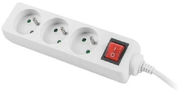 LANBERG PS1-03E-0150-W 1.5M Baltas LANTERGE CURVE 3X 230V PL WITH CIRCUIT BREAKER FULL COPPER