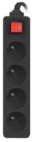 LANBERG PS1-04E-0150-BK 1.5M Juodas LANTERGE CURVE 4X 230V PL SU GRANDINĖS IŠJUNGIKLIU PILNAS VARINIS
