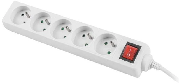 LANBERG PS1-05E-0150-W 1.5M Baltas LANTERGE CURVE 5X 230V PL WITH CIRCUIT BREAKER FULL COPPER