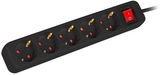 LANBERG Maitinimo juosta 5x Shuko 3m Automatinis jungiklis juodas