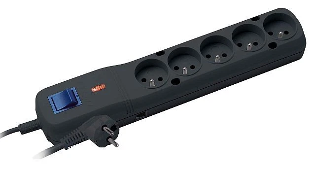 Ilgiklis - LESTAR LV530W 5 AC Lizdai 2,5 m Juodas Pilkas