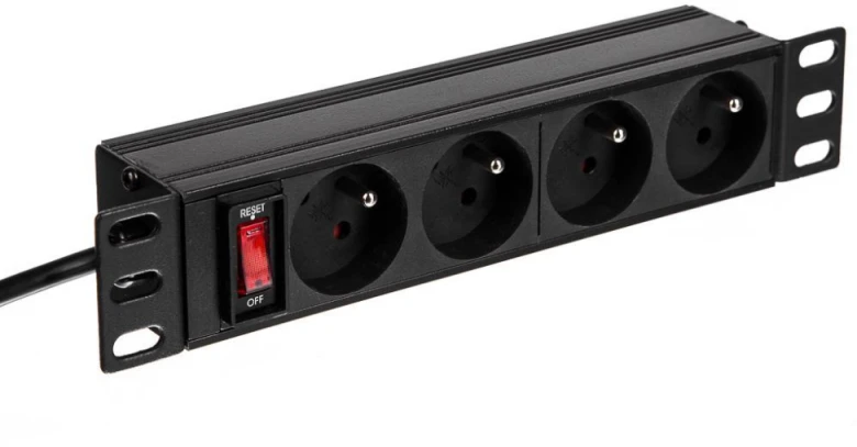 NETRACK 125-10-01 Netrack maitinimo paskirstymo blokas 10 1U, 230V/16A, 4xE, ALU