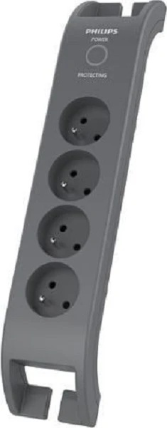 „Philips“ viršįtampių apsauga, 4 lizdai, 2 m, juoda, SPN3140A/60