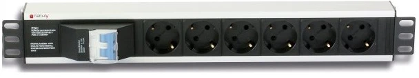 Techly Pro TECHLYPRO 023233 TechlyPro Rack 19 1,5U maitinimo juostelė 250V/16A 6x Schuko 3m dvigubas oro jungiklis