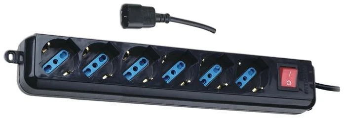 Techly IUPS-PCP-6V elektros tinklo ilgintuvas 1,5 m 6 AC išvestis(ys / čių) Juoda