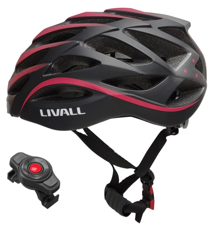 Livall „Bluetooth“ plento šalmas 55–61 cm LED/SOS/interkom raudonas