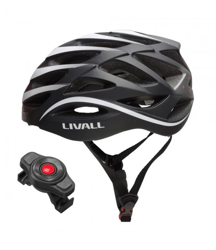 Livall Plento šalmas su „Bluetooth“ ryšiu, 55–61 cm, LED/SOS/interkomu, baltas