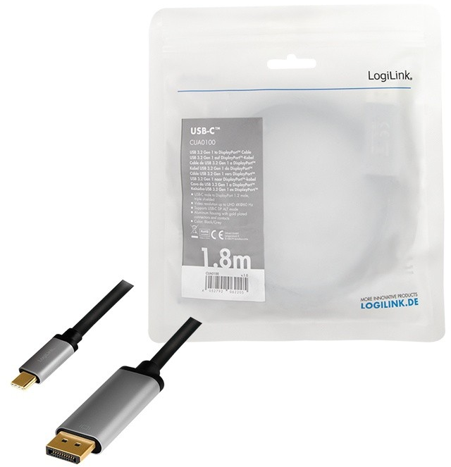 „LogiLink USB-C“ - „DisplayPort“ 1,8 m antgalis